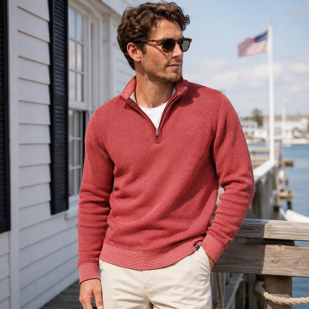 Southern Tide Quarter Zip Pullover Sweater Textured Knit Coastal Preppy Men's XL